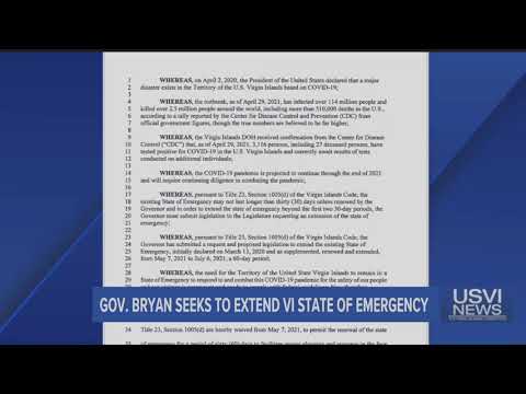 Gov. Bryan Seeks to Extend State of Emergency for Virgin Islands