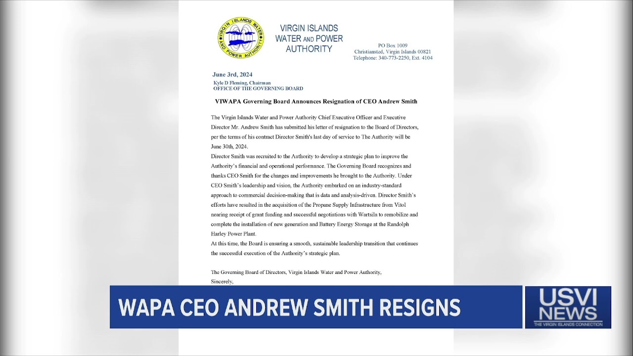 WAPA CEO Andrew Smith Resigns
