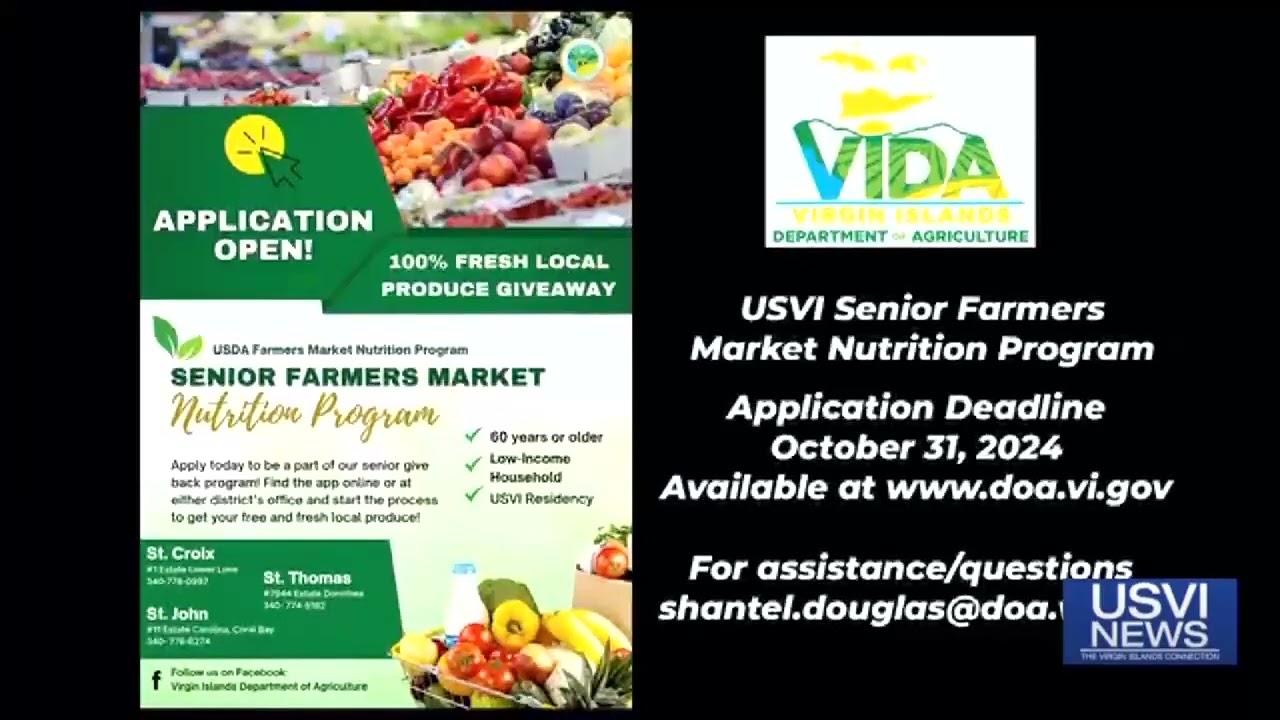 Application Deadline Thursday for USVI Senior Farmers Market Nutrition Program