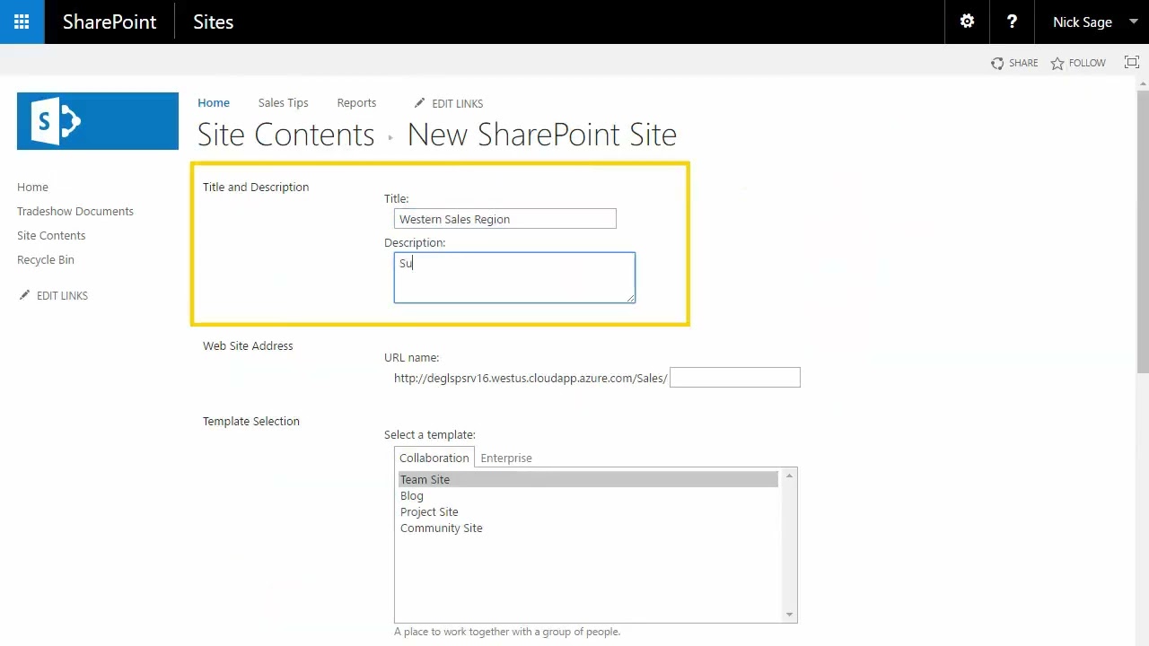 Creating a SharePoint Site/Subsite